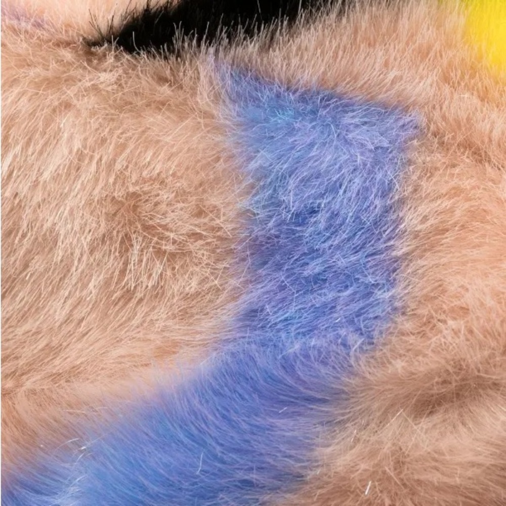 Philipp Plein Multicolor Heart-Print Faux-Fur High-Neck Coat - Picture 8 of 10